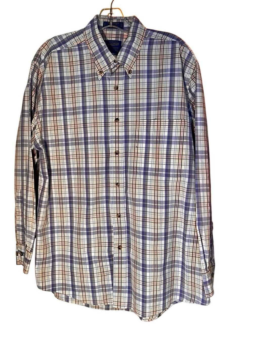 Mens Pendleton White Purple ButtonUp Long Sleeve Shirt Large L Broadway Cloth